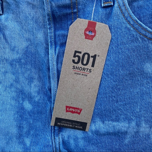 Levi's 501 Original Shorts High Rise Jean Cut Off Bleached Short - Picture 3 of 12